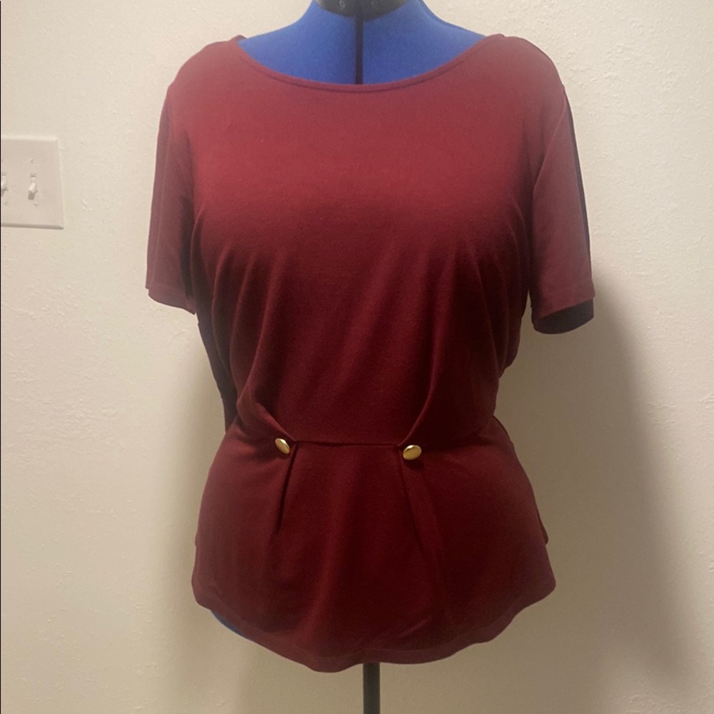 Eloquii Burgundy Peplum Blouse